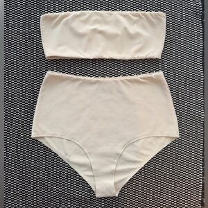 Marysia Coconut Corsica Swim Cream Strapless Bandeau with High-Waist Brief